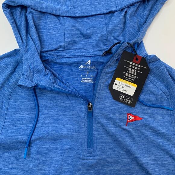 Antigua Sweatshirt Mens Small Aqua Blue Evening Spikes 2 Baruffa Hooded Pullover - Picture 3 of 14